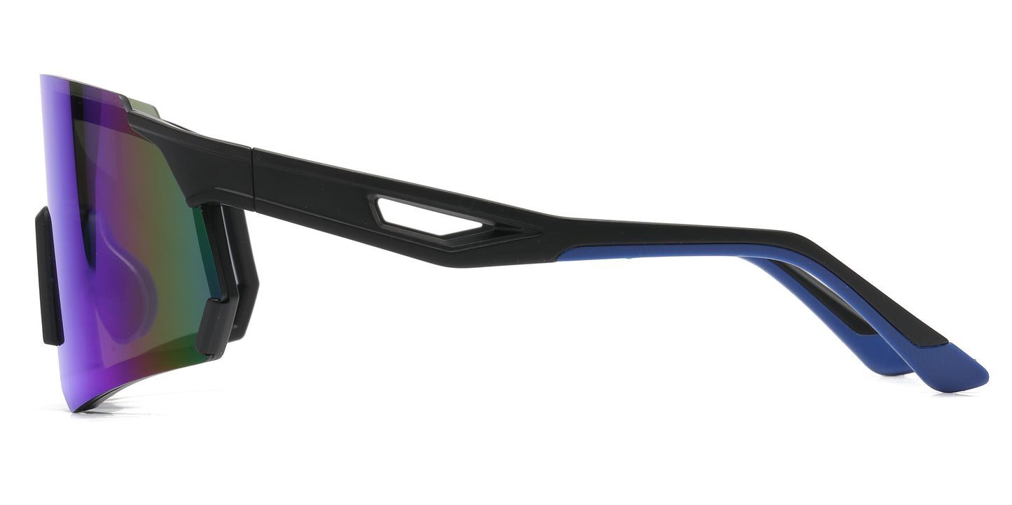 5248 - Plastic Wrap Around One Piece Shield Sunglasses
