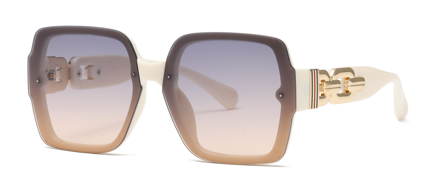 5251 - Rimless Square Plastic Sunglasses