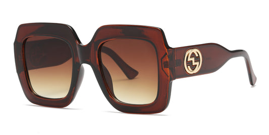5255 - Large Fashion Women Plastic Sunglasses with Flat Lens