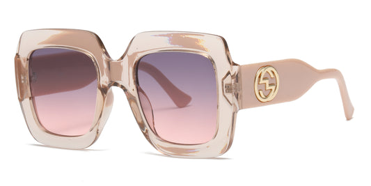 5255 - Large Fashion Women Plastic Sunglasses with Flat Lens