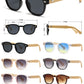 5259 Bamboo - Round Plastic Frame with Key Hole Bamboo Temple Sunglasses