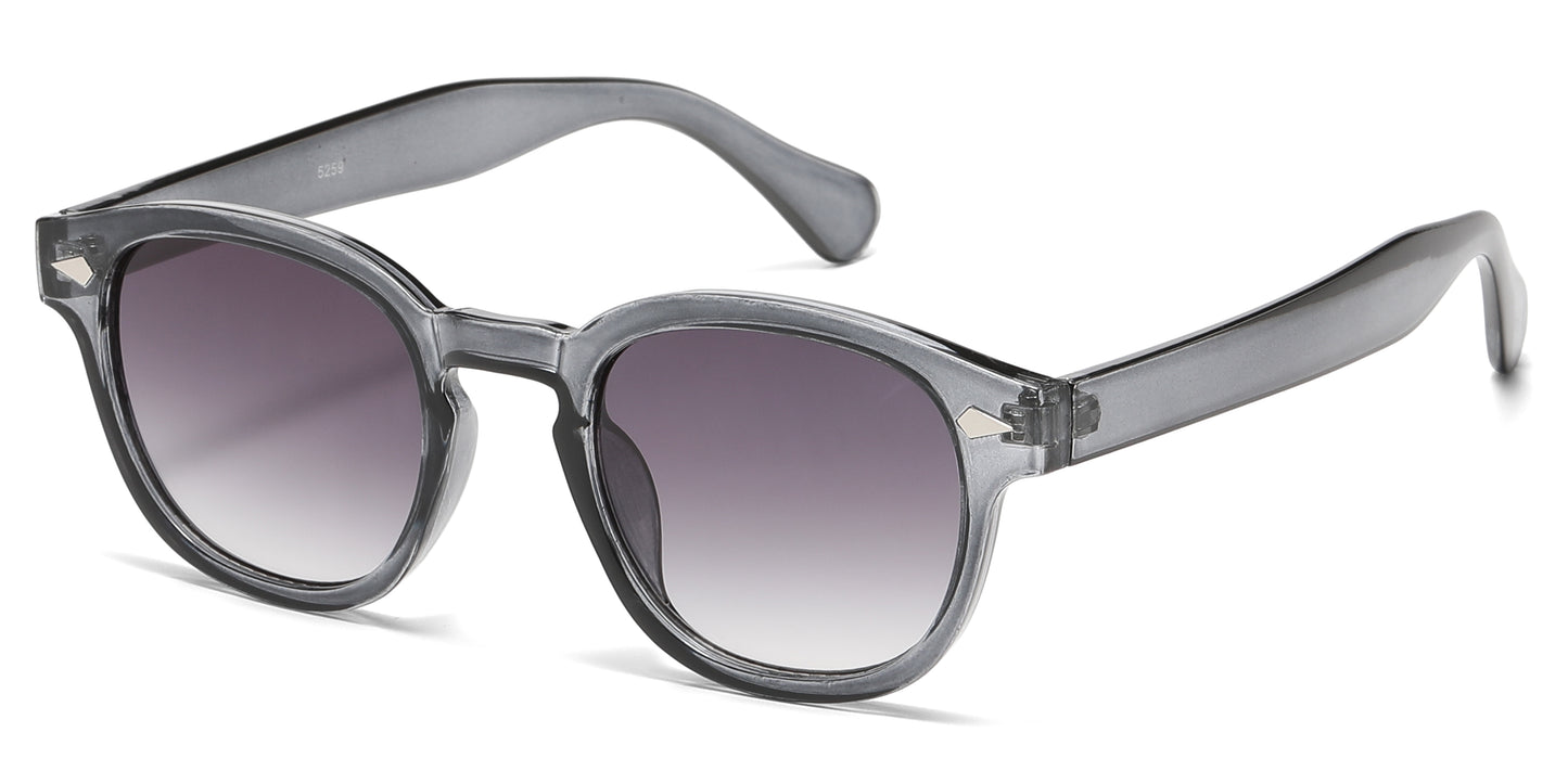 5259 - Round Frame with Key Hole Bridge Plastic Sunglasses