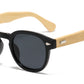 5259 Bamboo - Round Plastic Frame with Key Hole Bamboo Temple Sunglasses