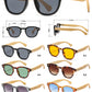 5259 Bamboo - Round Plastic Frame with Key Hole Bamboo Temple Sunglasses