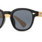 5259 Bamboo - Round Plastic Frame with Key Hole Bamboo Temple Sunglasses
