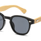 5259 Bamboo - Round Plastic Frame with Key Hole Bamboo Temple Sunglasses