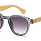 5259 Bamboo - Round Plastic Frame with Key Hole Bamboo Temple Sunglasses