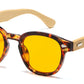 5259 Bamboo - Round Plastic Frame with Key Hole Bamboo Temple Sunglasses