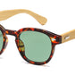 5259 Bamboo - Round Plastic Frame with Key Hole Bamboo Temple Sunglasses
