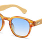 5259 Bamboo - Round Plastic Frame with Key Hole Bamboo Temple Sunglasses