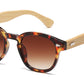 5259 Bamboo - Round Plastic Frame with Key Hole Bamboo Temple Sunglasses