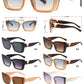 5263 - Large Rectangular Cat Eye V Temple Plastic Sunglasses