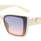 5263 - Large Rectangular Cat Eye V Temple Plastic Sunglasses