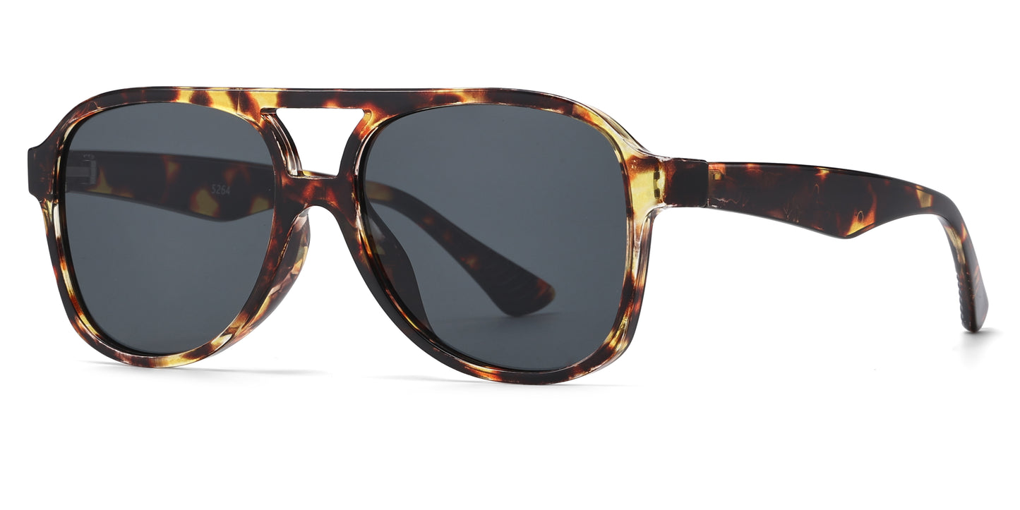 5264 - Flat Top Aviator Plastic Sunglasses