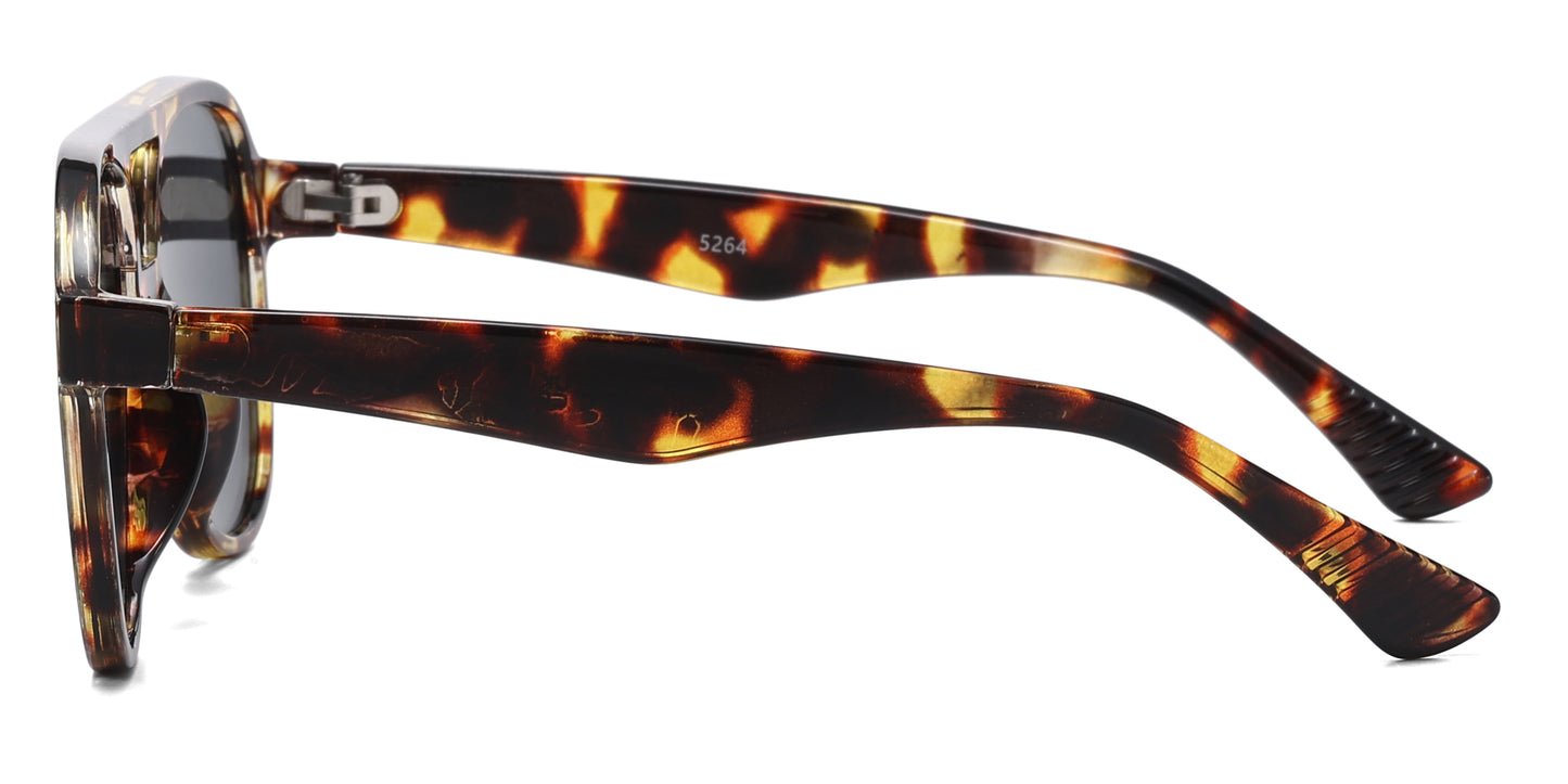 5264 - Flat Top Aviator Plastic Sunglasses