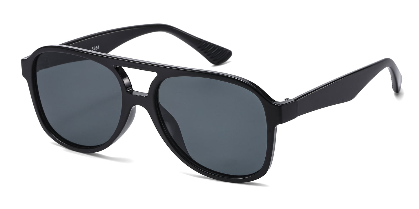 5264 - Flat Top Aviator Plastic Sunglasses