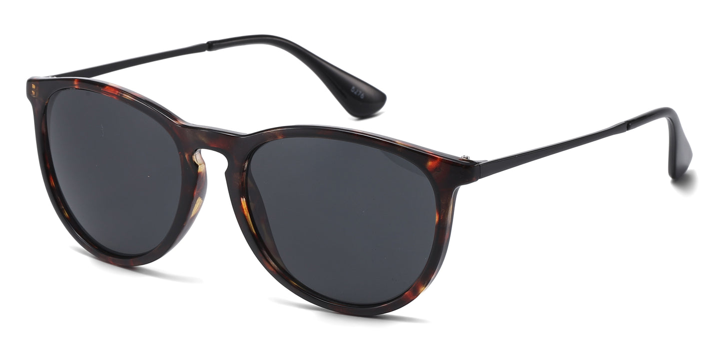 PL 7823 A - Round Frame with Key Hole Bridge Plastic Polarized Sunglasses