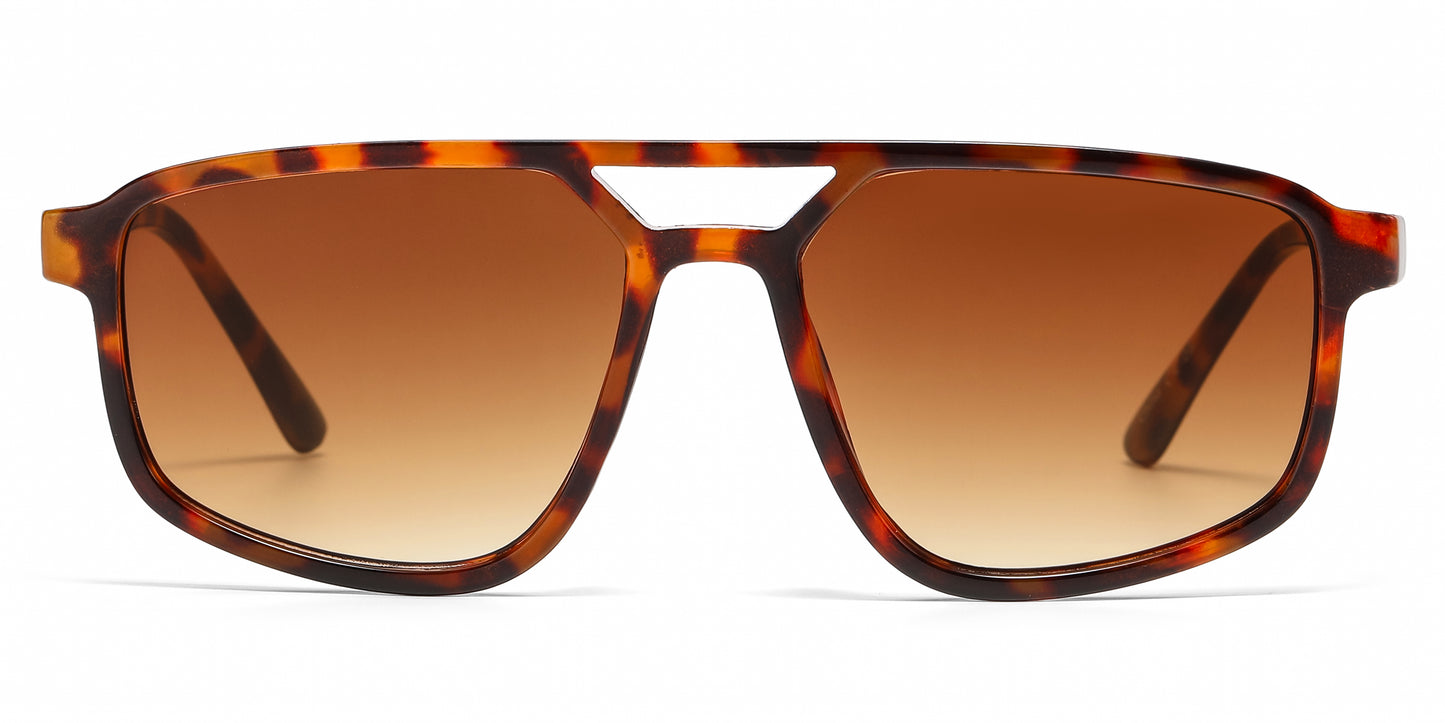 5277 - Rectangular Aviator with Brow Bar Plastic Sunglasses