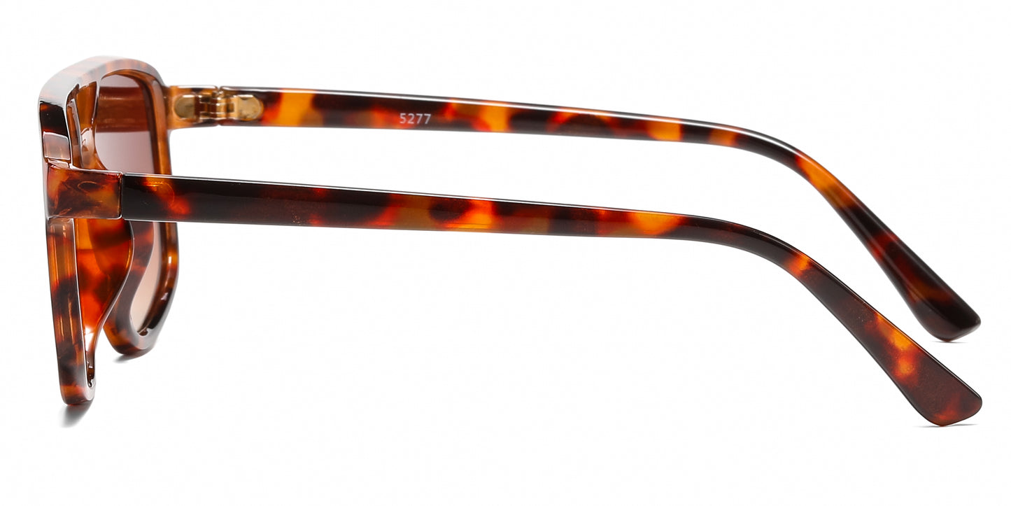 5277 - Rectangular Aviator with Brow Bar Plastic Sunglasses