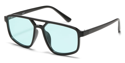 5277 - Rectangular Aviator with Brow Bar Plastic Sunglasses