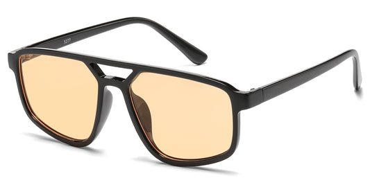 5277 - Rectangular Aviator with Brow Bar Plastic Sunglasses