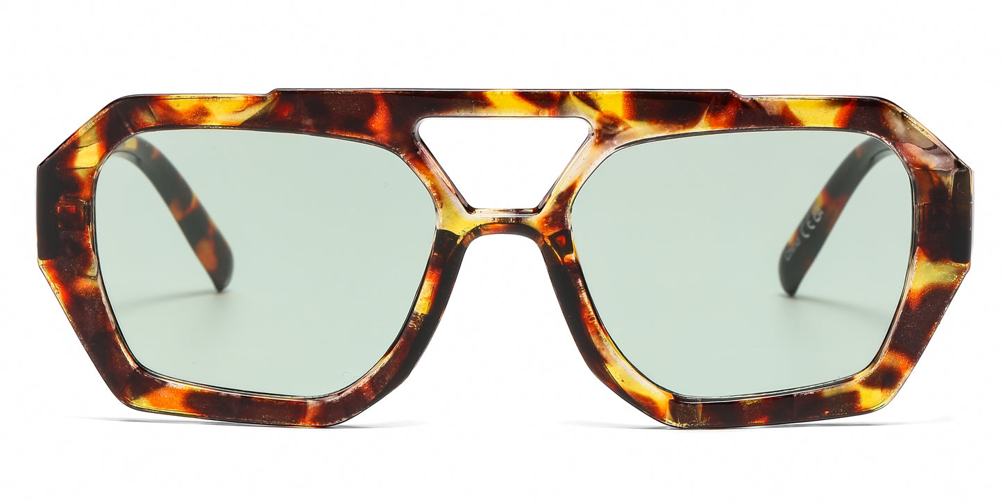 5278 - Hexagonal Fashion Brow Bar Plastic Sunglasses