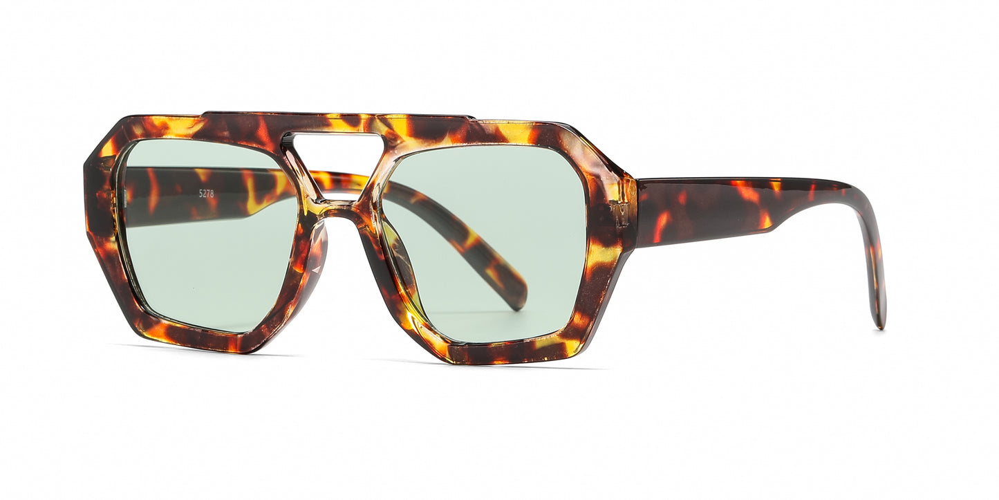 5278 - Hexagonal Fashion Brow Bar Plastic Sunglasses