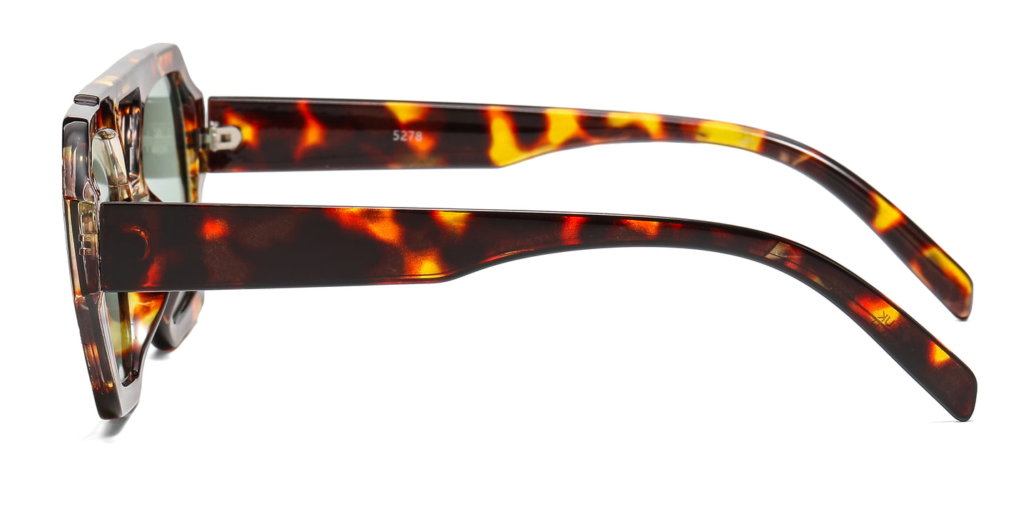 5278 - Hexagonal Fashion Brow Bar Plastic Sunglasses