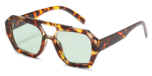 5278 - Hexagonal Fashion Brow Bar Plastic Sunglasses