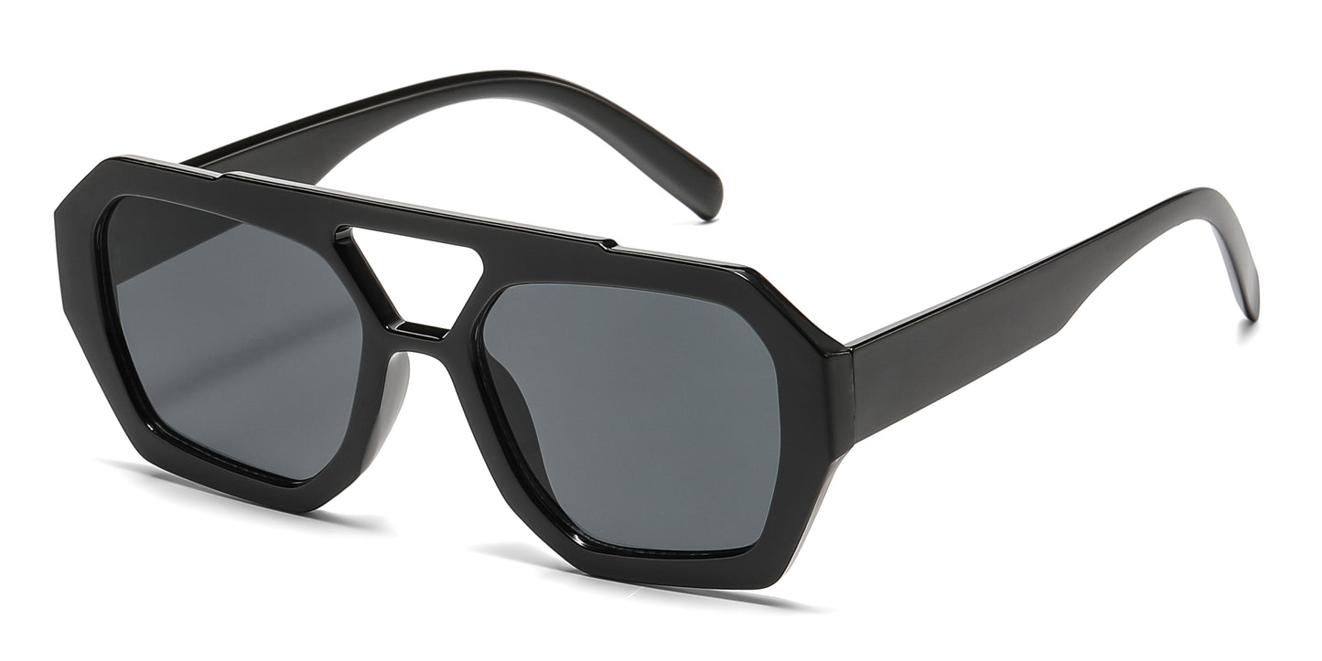 5278 - Hexagonal Fashion Brow Bar Plastic Sunglasses