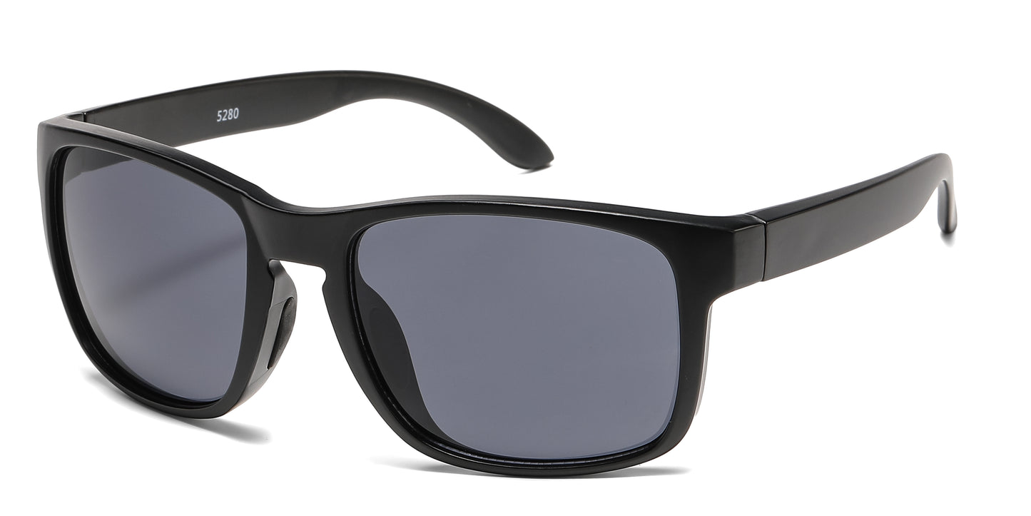 5280 - Squared Sports with Keyhole Bridge Plastic Sunglasses