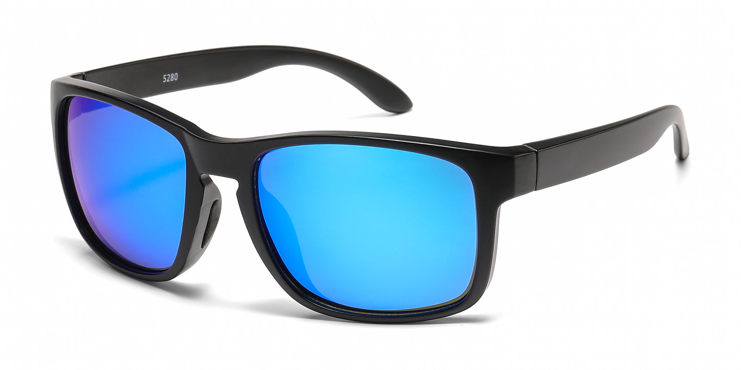 5280 - Squared Sports with Keyhole Bridge Plastic Sunglasses