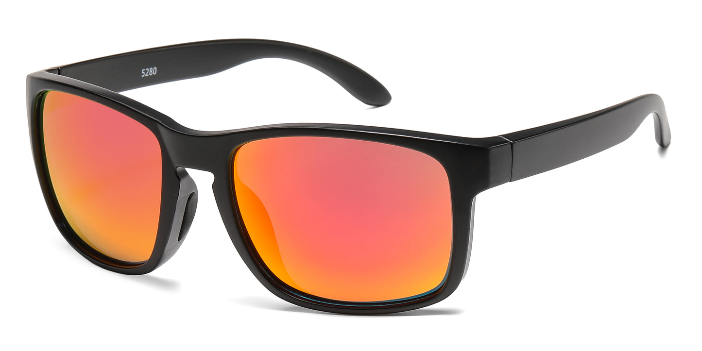 5280 - Squared Sports with Keyhole Bridge Plastic Sunglasses