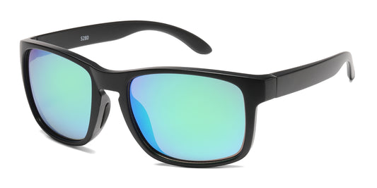 5280 - Squared Sports with Keyhole Bridge Plastic Sunglasses