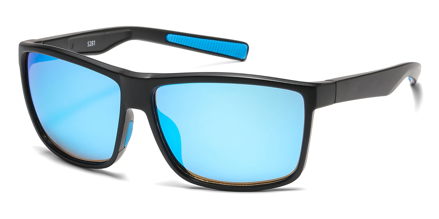 5281 - Classic Sport with Color Mirror Lens Plastic Sunglasses