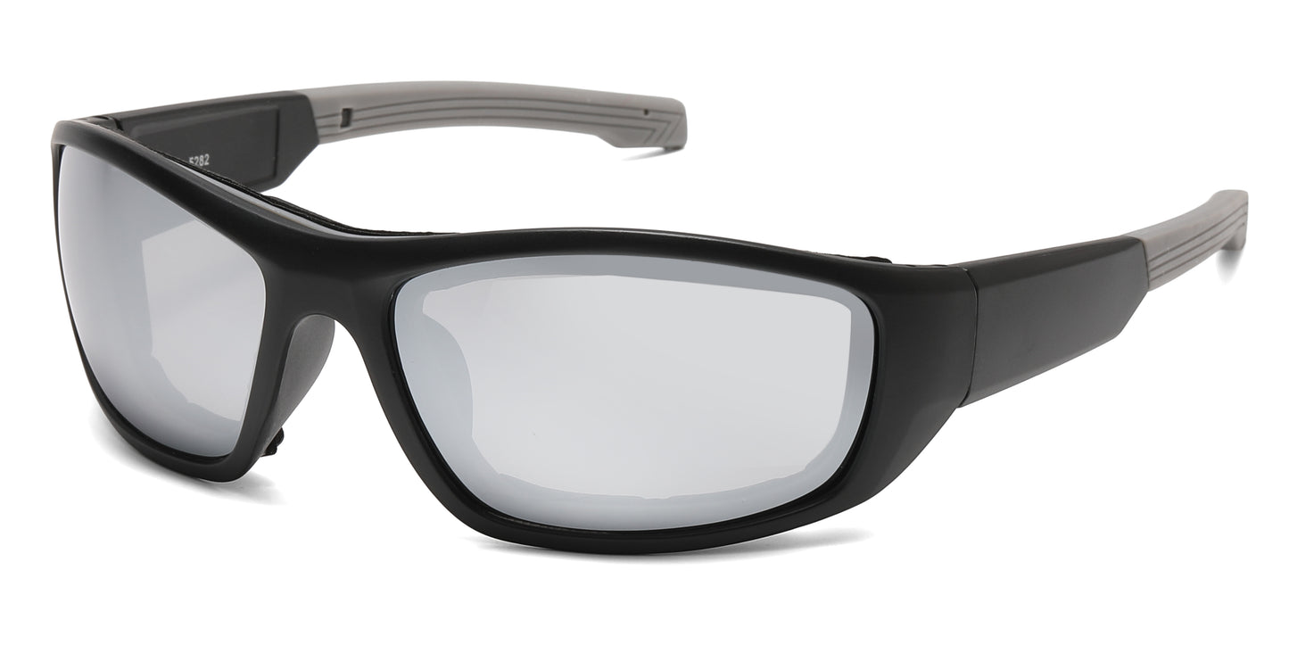 5282 - Men Sport Padded Wrap Around Plastic Sunglasses