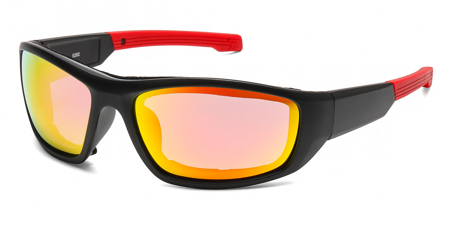 5282 - Men Sport Padded Wrap Around Plastic Sunglasses