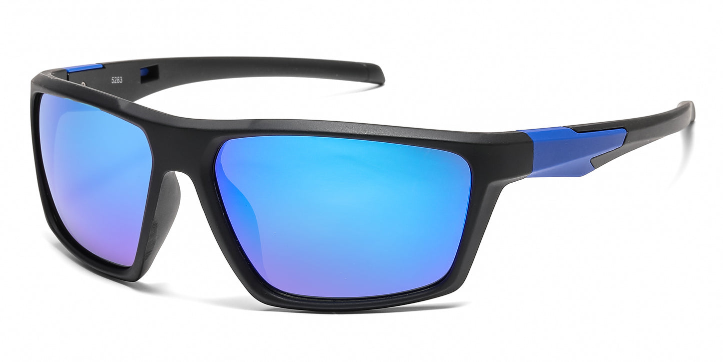 5283 - Color Mirror Lens Plastic Sport Sunglasses
