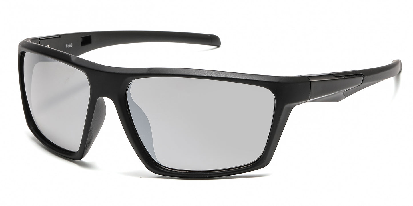 5283 - Color Mirror Lens Plastic Sport Sunglasses