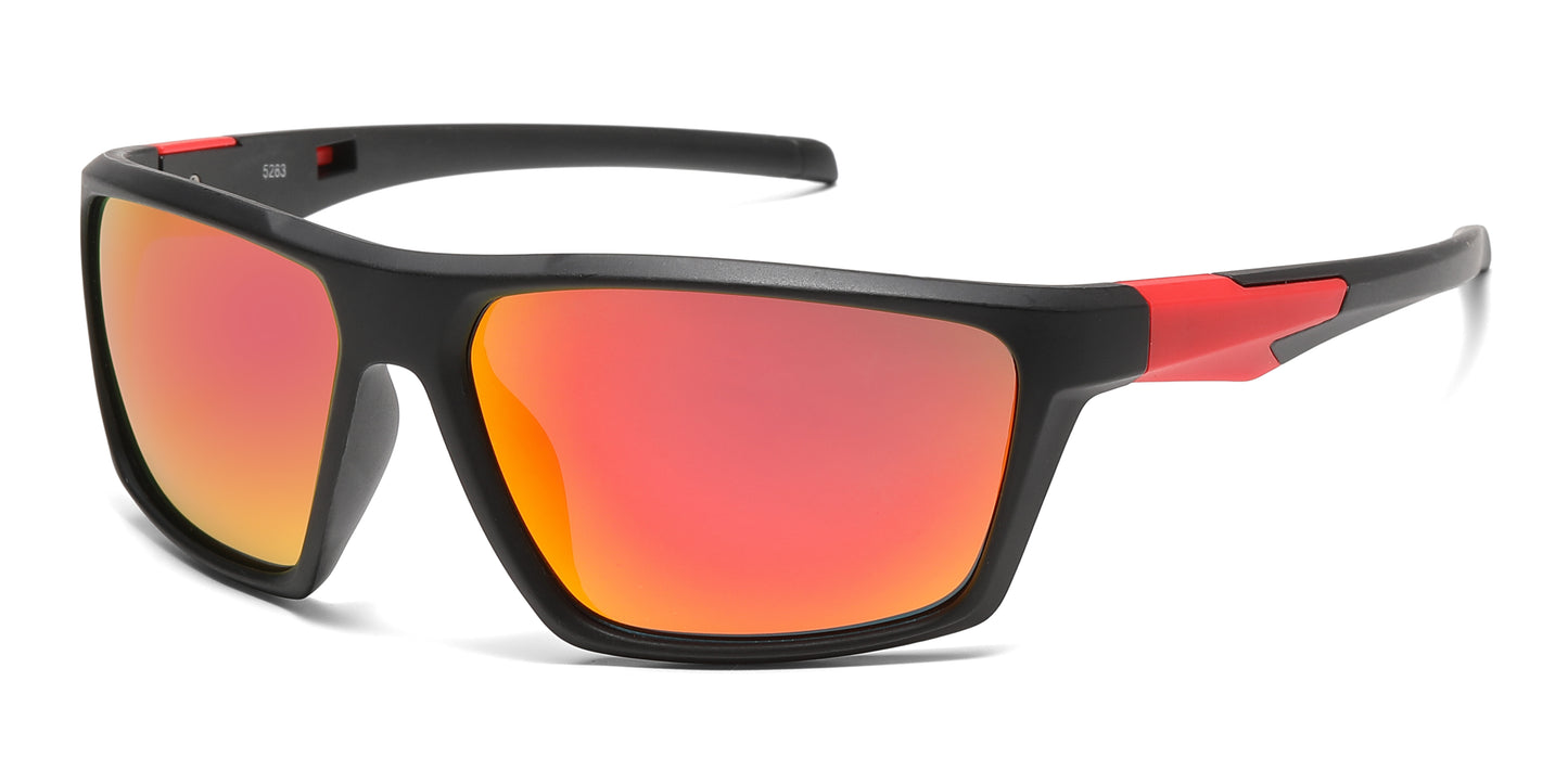 5283 - Color Mirror Lens Plastic Sport Sunglasses