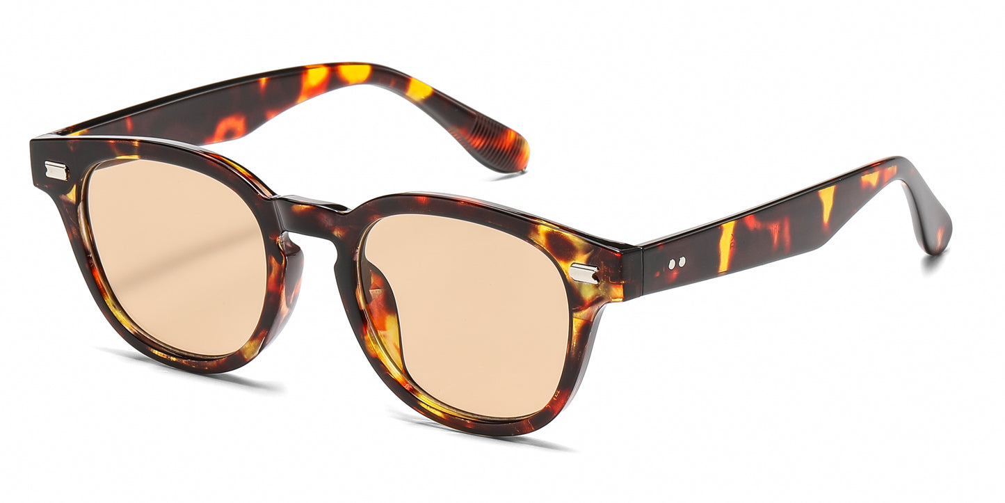 5284 - Round Frame with Key Hole Bridge Plastic Sunglasses