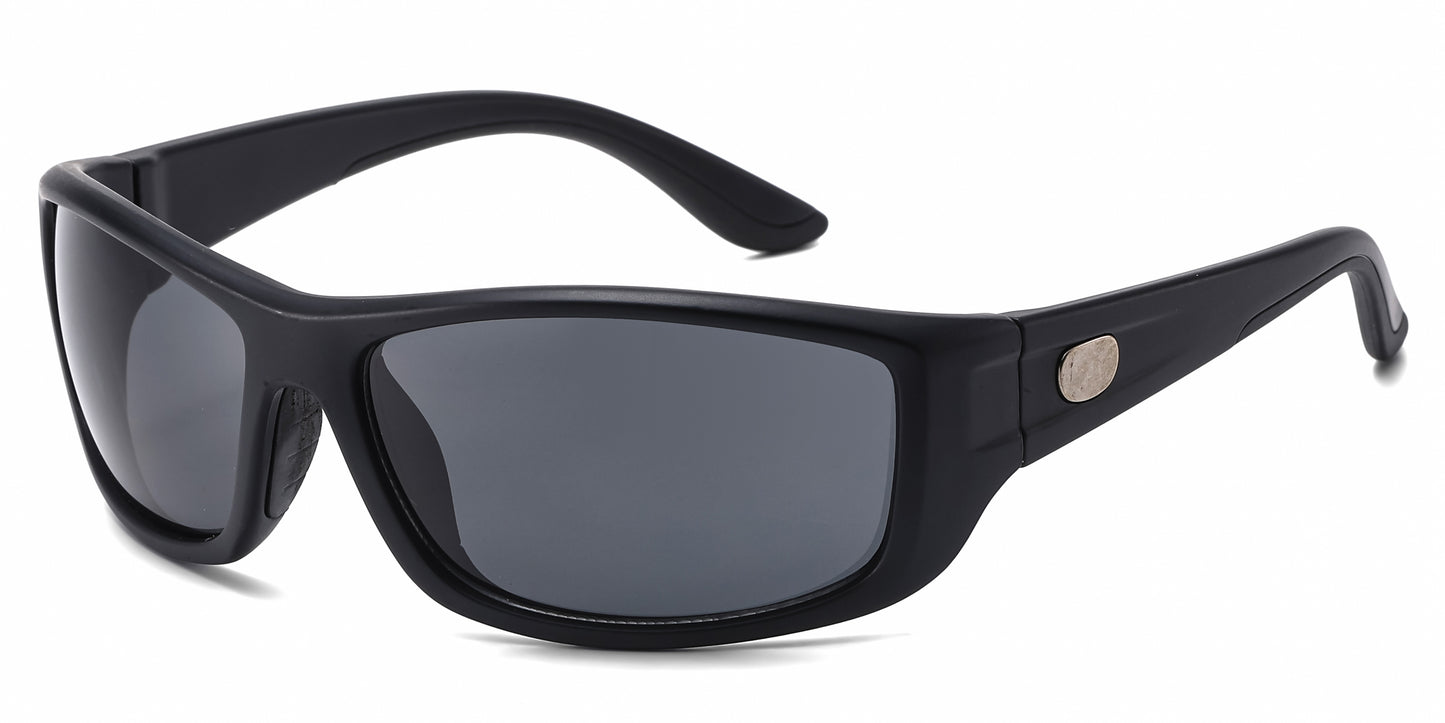 5324 - Men Rectangular Sport Plastic Sunglasses
