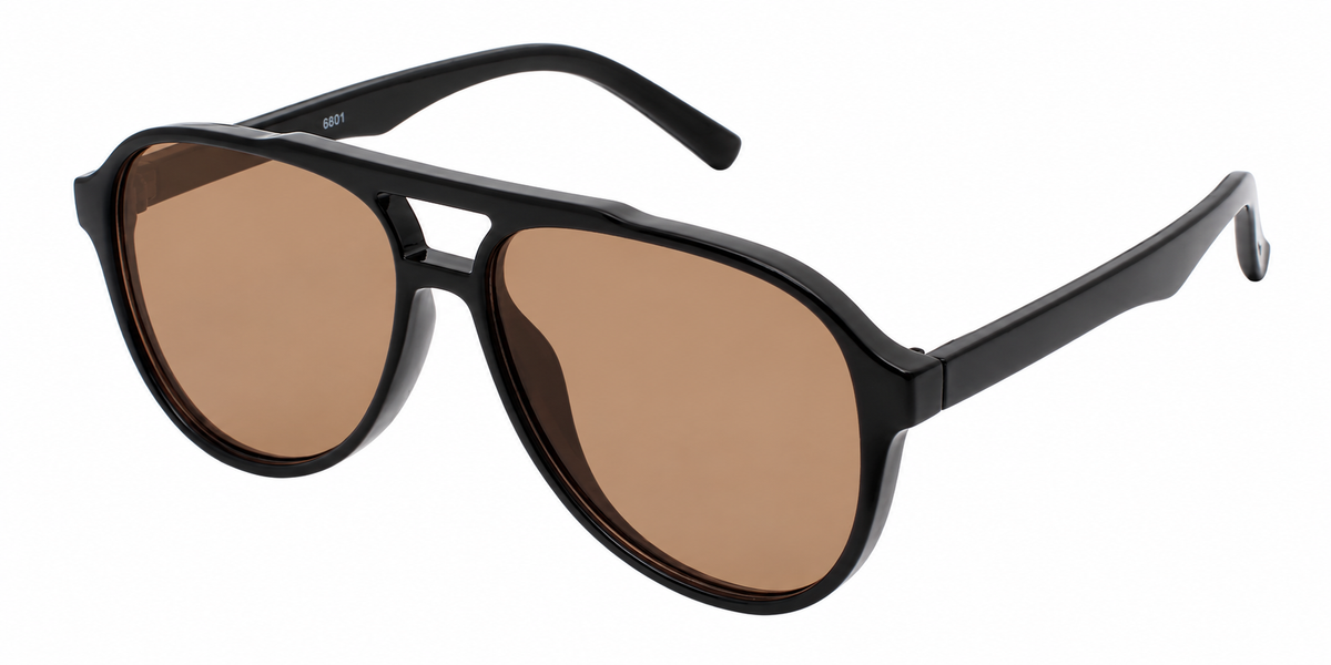 6601 - Classic Oval Shaped Aviator Plastic Sunglasses