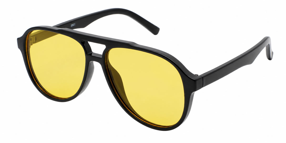 6601 - Classic Oval Shaped Aviator Plastic Sunglasses
