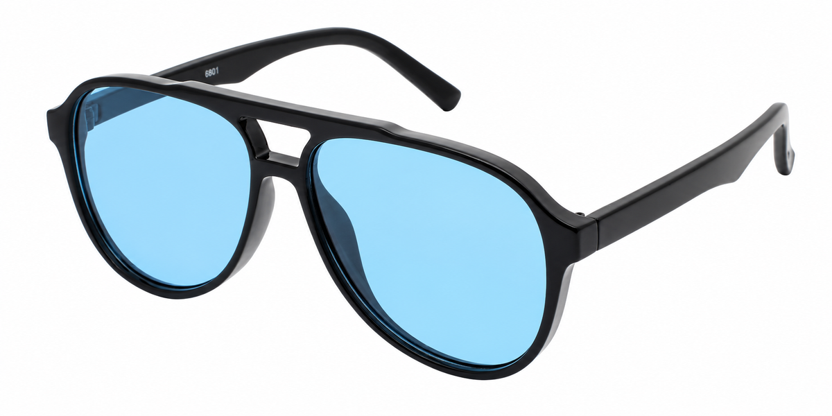 6601 - Classic Oval Shaped Aviator Plastic Sunglasses