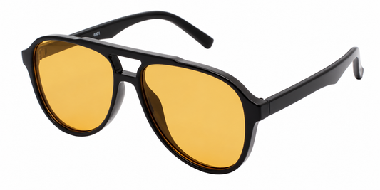 6601 - Classic Oval Shaped Aviator Plastic Sunglasses