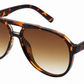 6601 - Classic Oval Shaped Aviator Plastic Sunglasses