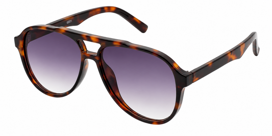 6601 - Classic Oval Shaped Aviator Plastic Sunglasses