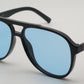 6601 - Classic Oval Shaped Aviator Plastic Sunglasses