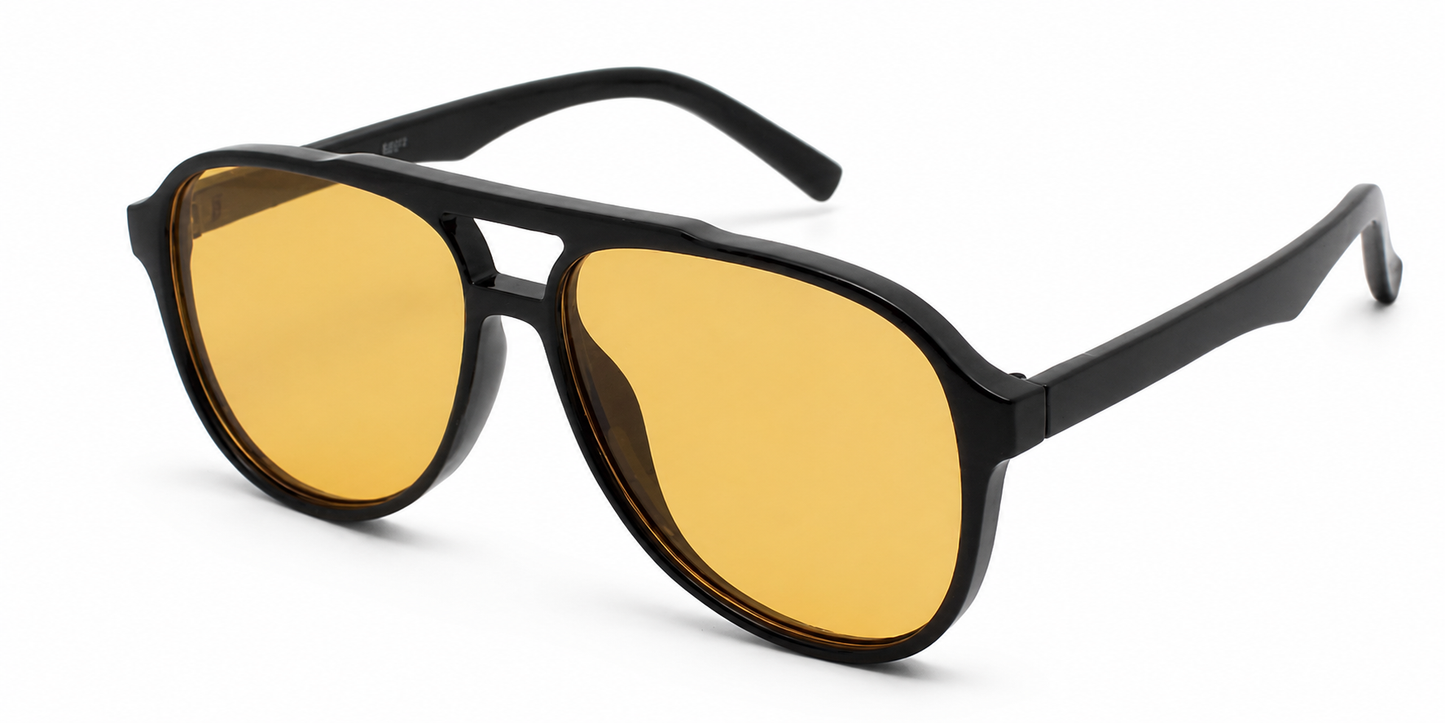 6601 - Classic Oval Shaped Aviator Plastic Sunglasses